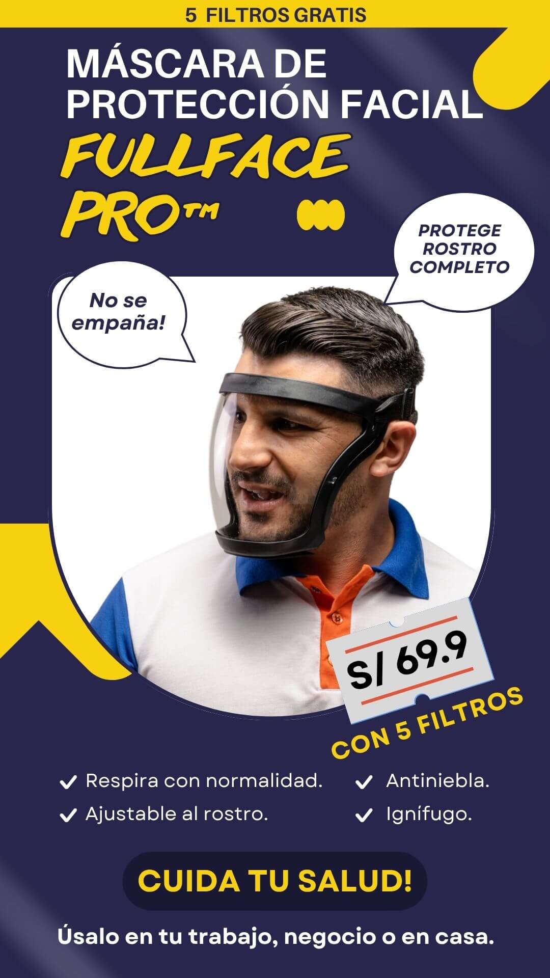 PROTECTOR DE ROSTRO FULLFACE PRO™ + 5 FILTROS GRATIS